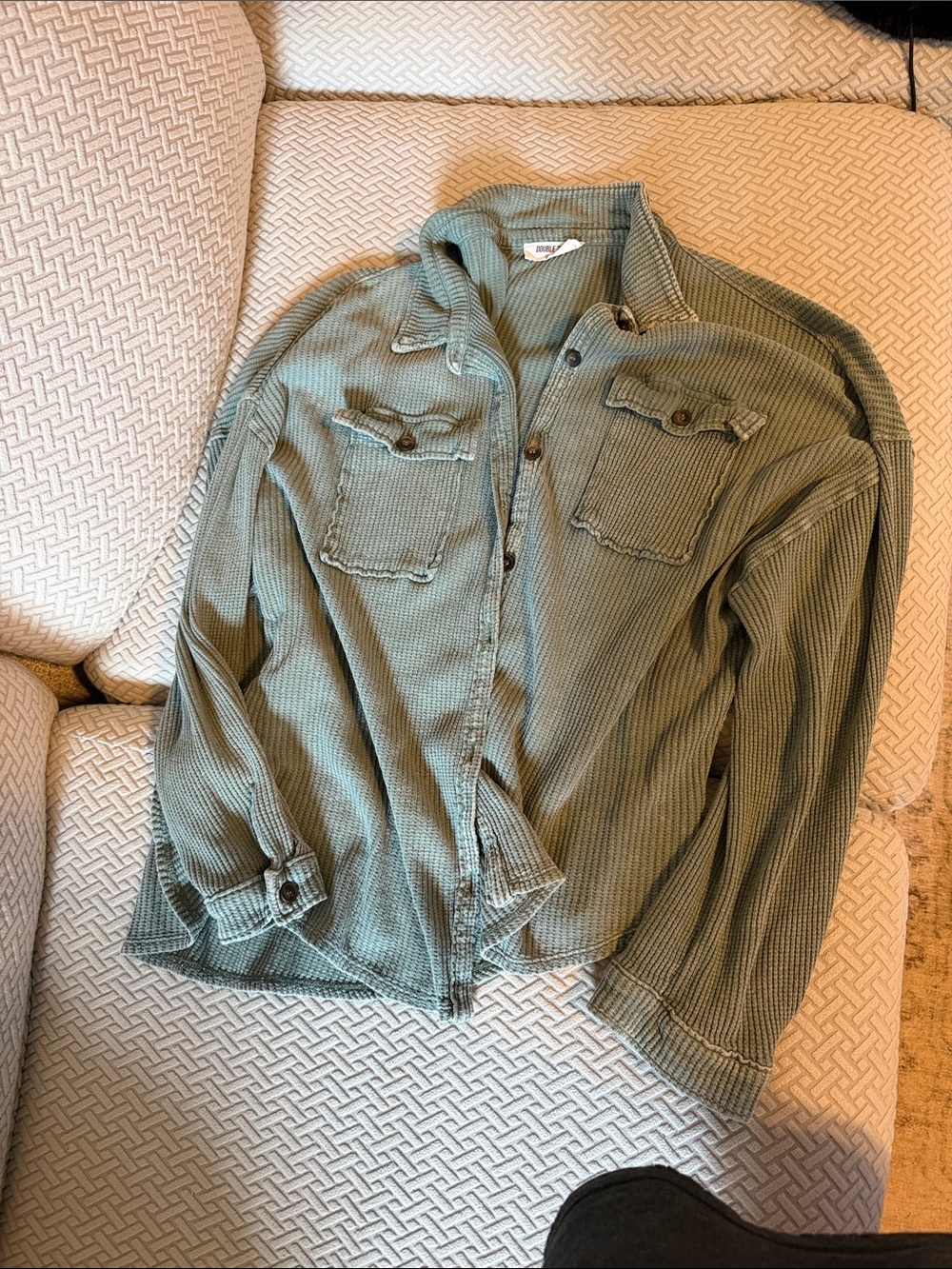 Double Zero Waffle-Knit Top in Sage